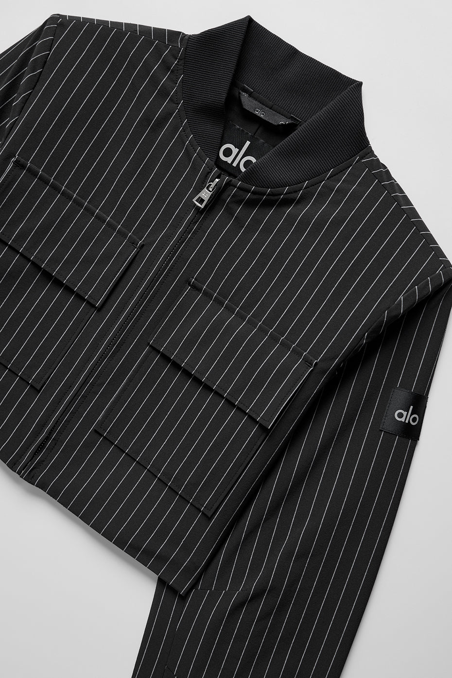 Pinstriped short jacket with full zip 'OUT OF STOCK'