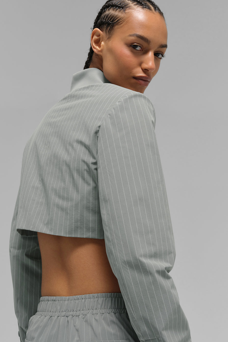 Pinstriped short jacket with full zip 'OUT OF STOCK'